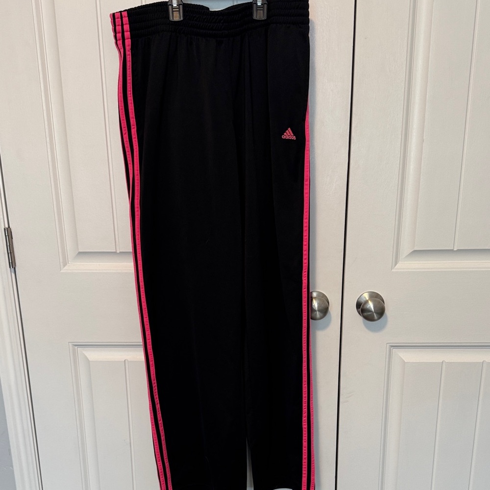 Adidas Women's Black Joggers with Pink Accents